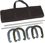 Pro Horseshoe Set - Powder Coated Steel with Carry Case By Trademark Innovations (Gold and Silver)