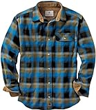 Legendary Whitetails Men's Buck Buck Camp Flannel Shirt, Long Sleeve Plaid Button Down Casual Shirt for Men, with Corduroy Cuffs, Fall & Winter Clothing, Cobalt Plaid, X-Large