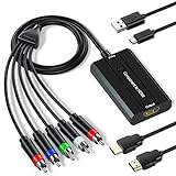 Male Component to HDMI Converter Cable(All in One), YPbPr to HDMI Adapter for DVD/STB/VHS with Female Component to Display on HDMI TVs