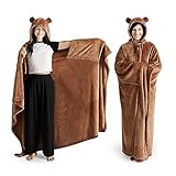 Choc chick Wearable Blanket Hoodie, Sherpa Hoodie Blanket Adult Fluffy Super Soft, Bed Throw Blankets Gifts for Women Men, Oversized Fits All 60x70 Inches-Coffee