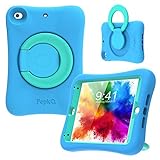 PEPKOO Kids Case for iPad Mini 5 4 – Lightweight Flexible Shockproof, Folding Handle Stand, Full Body Rugged Boys Girls Cover for Apple iPad Mini 5th Generation 4th Gen 7.9 inch, Blue Mint