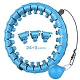 Flasite Hoola-Hoop-Weighted-for-Adults-and-Kids - Weight Loss Pilates Trainer Circle 27 Sections Detachable Knots Fitness& Massage Abdomen Exercise Hoops(Blue)