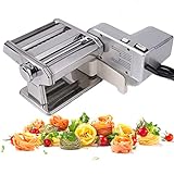 Shule Electric Pasta Maker Machine with Motor Set Stainless Steel Pasta Roller Machine Silver