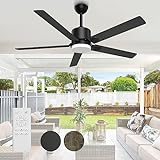 BECLOG Ceiling Fan with Light, 60' Ceiling Fans with Remote Indoor Outdoor DC Motor Modern Ceiling Fan with Light LED for Dining Room, Bedroom, Kitchen, Living Room, Patios, Farmhouse