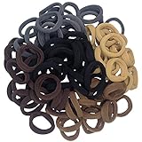 J-MEE Hair Bands Hair ties for Thick Hair 100PCS Seamless Cotton Simply Ponytail Holders Headband Scrunchies Hair Accessories No Crease Damage (Neutral Colors)