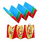 Vethwal 3 Pack Colorful Taco Holders, Taco Holder Stand with Handle Can Hold 2 or 3 Tacos Each, Sturdy, BPA Free Healthy PP Material Dishwasher & Microwave Safe