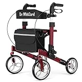 Dr.WhitZard Red Walkers for Seniors Heavy Duty 500lbs Foldable Rollator Walker with Seat Aluminum Rolling Walker with Height Adjustable Handles Large Seat Backrest