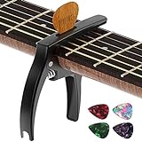 Guitar Capo,TANMUS 3in1 Zinc Metal Capo for Acoustic and Electric Guitars (with Pick Holder and 4Picks),Ukulele,Mandolin,Banjo,Guitar Accessories