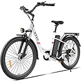 Vivi Electric Bike, 26'' Electric Bike for Adults, 500W Ebike with 48V Removable Battery, Electric Commuter Cruiser Bike 20MPH & 50 Mile City Electric Bicycle with Cruise Control (White)