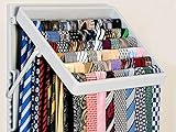 TieMaster Tie Scarf Wardrobe & Closet Organizer | Showcase up to 60 Ties | Includes 5 Belt Hooks | Space Saver with 8 Adjustable Positions