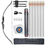 Archery Recurve Bow and Arrows Set for Adults Starters 30 40 lbs with Quiver Target Faces Arm Guard Finger Saver,Takedown Longbow Kit for Outdoor Hunting Practice Right Hand (40LB with Bow Case)