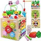 Resumplan 8 in 1 Activity Cube for 18M+ Boys and Girls, Wooden Montessori Toys for Baby, Educational Learning Toys for Toddlers