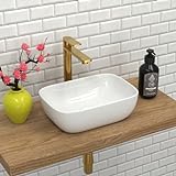 J-FAMILY 14.5'' x 10'' Bathroom Small Vessel Sink Above Counter White Porcelain Ceramic Sink Bowl Small Vanity Sink Lavatory Wash Hand Basin