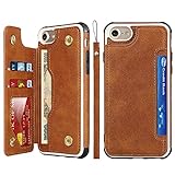Cavor for iPhone 6/6s/7/8/SE 2022/SE 2020 Case Wallet with Card Holder[4 Card Slots] [with Lanyard] PU Leather Flip Shockproof Cover for iPhone 6/6s/7/8/SE 2022/SE 2020 - Brown