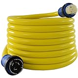 Conntek 50 Amp 125/250-Volt Marine Shore Power Extension 4 Wires Cord with Threaded Ring (Yellow 50-Feet)