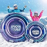 tomser 2 Pack Snow Tubes, 50' and 40' Inflatable Snow Sleds for Family Thicker K80 Military Grade Material Large Inflatable Sled for Adults Kids Snow Toys with Upgraded Bottom for Winter Outdoor Fun