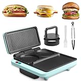 Baker's Friend Breakfast Sandwich Maker, Nonstick Electric Griddle & Grill Combo, 3 in 1 Breakfast Station, Make Egg Muffin Sandwiches Burgers Hot dogs & Pancakes, Includes Burger Press, Tong & Brush