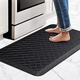 HappyTrends Kitchen Floor Mat Cushioned Anti-Fatigue Kitchen Rug,17.3'x28',Thick Waterproof Non-Slip Kitchen Mats and Rugs Heavy Duty Ergonomic Comfort Rug for Kitchen,Floor,Office,Sink,Laundry,Black