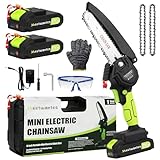 MeetWantes Mini Chainsaw 6-Inch with Real-time Power Display - Portable Handheld Cordless Chainsaw with 2 Rechargeable Batteries, 21V Small Power Chain Saws for Tree Trimming Wood Cutting