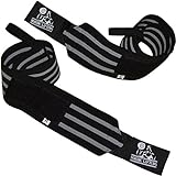 Nordic Lifting Wrist Wraps Super Heavy Duty (1 Pair/2 Wraps) 24' Support for Weight Lifting | Powerlifting | Gym | Cross Training -Weightlifting Thumb Loop - Men & Women Black/Grey,1 Year Warranty