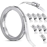 Hoses Clamps, Clamps Worm, Worm Clamps Stainless Steel, Large Hose Clamp Worm Drive Hose Clamps Adjustable Pipe Hose Clamp for Intercooler, Pipe, Plumbing, Tube and Fuel Line (9 Pieces,11.5 Feet)