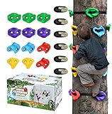 TOPNEW 12 Ninja Tree Climbing Holds for Kids Climber, Adult Climbing Rocks with 6 Ratchet Straps for Outdoor Ninja Warrior Obstacle Course Training