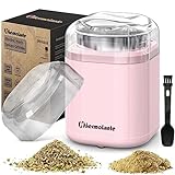 Hermolante Herb Grinder Spice Grinder, 200 w Herb Grinder with Stainless Steel Blade and Cleaning Brush, Compact Size Electric Grinder for Herbs and Spices - 5.11in (Pink)