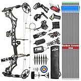 surwolf Compound Bow Kit, Hunting and Target, Limb Made in USA,Draw Weight 30-70 lbs Adjustable, Draw Length 19-31',up to IBO 320FPS Speed, Package with Archery Hunting Accessories (Black)