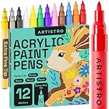 ARTISTRO Paint Pens for Rock Painting, Stone, Ceramic, Glass, Wood, Canvas. Set of 12 Acrylic Paint Markers Extra-fine Tip
