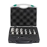 Annular Cutters Set 6pcs JESTUOUS 3/4 Inch Weldon Shank 1 Cutting Depth 1/2-1-1/16 Cutting Diameter Two Flat HSS Slugger Bits for Mag Drill Press with Pilot Pin