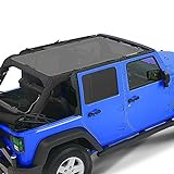 Alien Sunshade Jeep Wrangler JKU (2007-2018) – Full Length Mesh Sun Shade for Jeep JK Unlimited - Blocks UV, Wind, Noise - Bikini Jkini Top Cover for Sport, Sport S, Sahara, Rubicon (Gray)