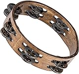 Meinl Percussion CTA2WB Compact 8-Inch Wood Tambourine with Double Row Stainless Steel Jingles, Walnut Brown