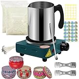 TongWey Candle Making Supplies Kit with Electronic Hot Plate, DIY Candle Maker for Beginners, Adults, with Melting Pot, Soy Wax, Spoon, Cotton Wicks, Candle Jar, Wick Stickers
