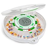 LiveFine 28-Day Automatic Pill Dispenser with Upgraded LCD Display, Key Lock, Sound & Light for Prescriptions, Medication, Vitamins, Supplements & More