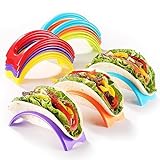 18PCS Individual Taco Holder Stand, MONGSEW Colorful Taco Holders Set of 18, Taco Stands for the individual serving, PP Materials Soft or Hard Taco Shell Holder, Dishwasher & Microwave Safe