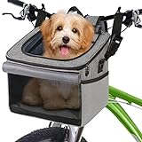 Mancro Dog Bike Basket, Foldable Dog Bike Carrier 15lbs Soft-Sided Dog Basket for Bike, Quick Release Dog Bike Seat, Dog Backpack with Reflective Tape, Bicycle Pet Carrier for Small Medium Dogs/Cats