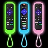 [3Pack] Climberer Roku Remote Case Cover Compatible with TCL/Hisense roku TV |Sharp Roku TV | Roku Express 4K+，Glow in The Dark Makes it Easy to find