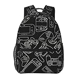 Fiokroo Video Game Controller Black Background Backpack School Bag For Students Teens Men Women Gaming Gadgets Laptop Backpacks Travel Daypack Bag With Multiple Pockets