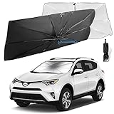 Moyidea Car Windshield Sun Shade - Foldable Umbrella Reflective Sunshade for Car Front Window Block UV Rays and Heat Car Visor Keep Vehicle Cool Cover Most Cars, SUV, Truck for Auto Windshield