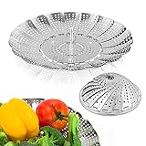 Sayfine Vegetable Steamer Basket, Premium Stainless Steel Veggie Steamer Basket for cooking - Folding Expandable Steamers to Fits Various Size Pot (Large(6.1' to 10.5'))