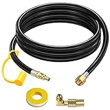7 FT RV Propane Quick Connect Hose to Grill, BBQ Quick Release LP Gas Line for Camp Chef Stove, Pit Boss Burner-1/4 Male Plug x 3/8 Female Flare-with Elbow Adapter for Blackstone 17'22'28''36''Griddle