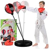Skylety Punching Bag for Kids Include Boxing Gloves Stand Height Hand Pump Adjustable Kids Boxing Bag Boxing Karate Kickboxing Toy for 4-9 Years Old Boys and Girls