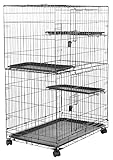 Amazon Basics Large 3-Tier Cat Durable,Pliable Cage Playpen Box Crate Kennel - 35.8'L x 22.4'W x 50.6'H, Black
