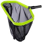 Goovilla Pool Net, Pool Skimmer Net with Double-Layer Deep Bag, Heavy Duty Aluminum Frame Swimming Pool Leaf Skimmer Rake Net with Fine Mesh, Large Pool Cleaning Net for Pond Spa Pool, Green (No Pole)