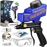 LE LEMATEC Sand Blaster Gun Kit for Air Compressor; Paint and Rust Remover for Metal, Wood and Glass Etching; Up to 150 PSI Multi-Media Blaster for Aluminum, Sand, Walnut Shells and Soda Blaster Jobs