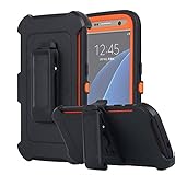 Galaxy S7 Case, AICase Heavy Duty Holster Case Belt Clip + Armor Protective Kickstand Cover with Built-in Screen Protector for Samsung Galaxy S7 (2016) (Black/Orange)