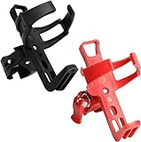 2 Pack Bike Bottle Holder, Universal Bicycle Water Bottle Cage Holder, Water Cup Holder for Bike Stroller Walker, Adjustable Mountain Bike Drink Cup with 360 Degree Rotating for Cycling MTB Black+Red