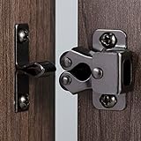 Keenkee 4 PCS Cabinet Latch Double Roller Catch Hardware for Cupboard Closet Kitchen Cabinet Door Latches and Catches, Black Nickel