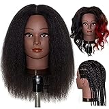 MILLYSHINE 100% Real Human Hair Mannequin Head for Braiding, Styling, Curling, Dyeing - 16' Hairdresser Practice Training Head
