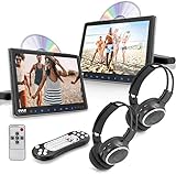 Universal Car Headrest Mount Monitor - 9.4 Inch Vehicle Multimedia CD DVD Player - Dual Audio Video Entertainment w/HDMI, Wide TV LCD Screen, Wireless Headphones & Mounting Bracket - Pyle PLHRDVD90KT